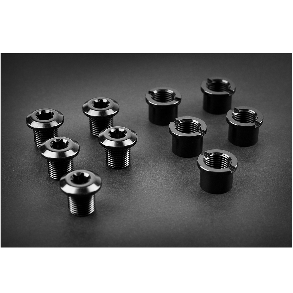 Absolute Black Oval Road/Gravel Chainring Bolt Set,110/4Black